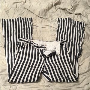 Free People Black and White Striped Pants